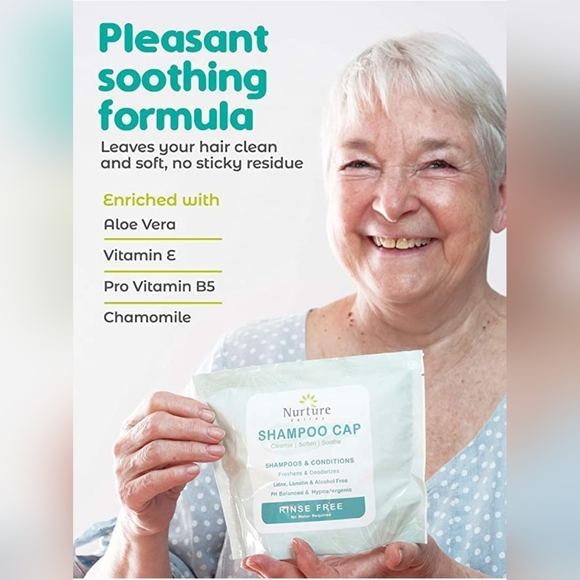 Nurture No Rinse Water Shampoo Condition Cap Rinse Free Shower Cap (5 Pack) New - Picture 5 of 8